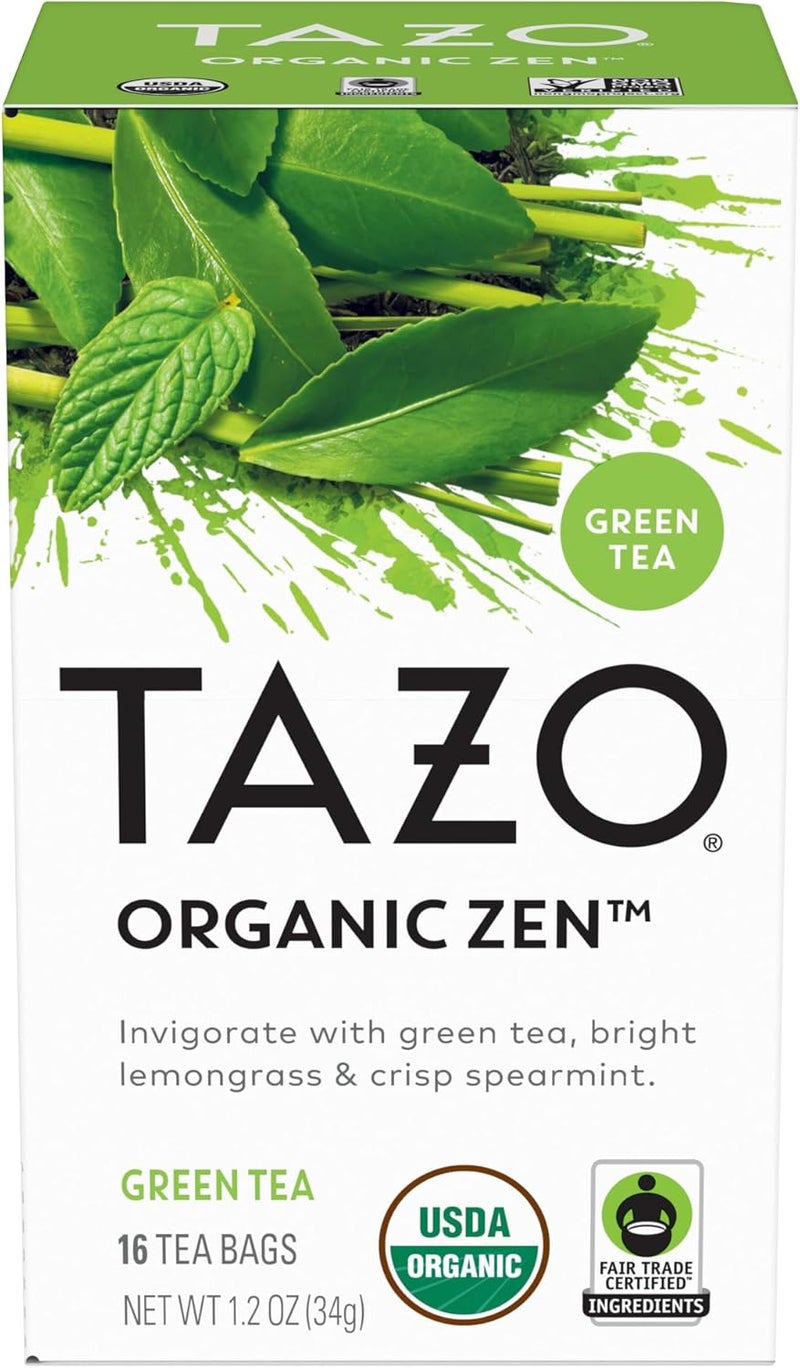 TAZO Organic Zen Green Tea - 16 Tea Bags - Image 1